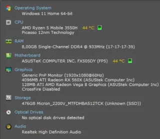 ASUS FX505DY  Negra y Roja