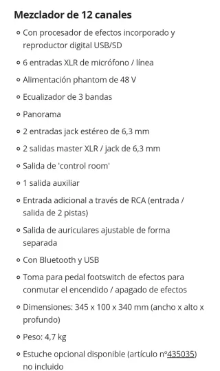 T.Mix XMIX 1202 FX MP USB Mezclador