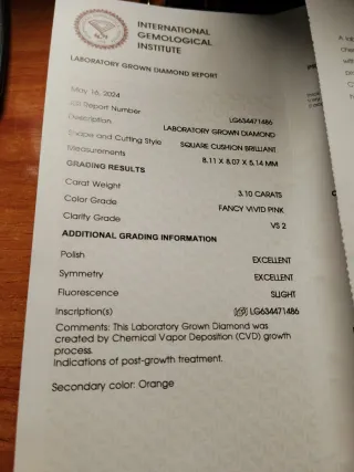 Anillo oro 18k con diamante rosa 3,10quilates