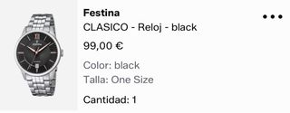 Reloj Festina Hombre Acero Negro