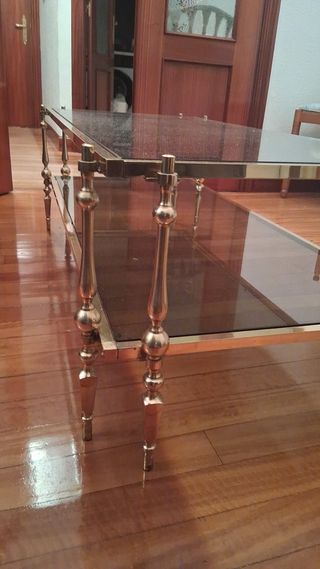 Mesa de centro cristal y metal vintage