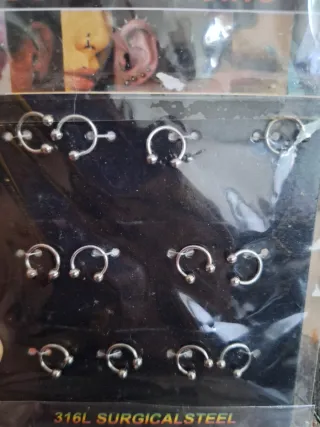 Pack 12 Anillas Piercing Acero Quirúrgico
