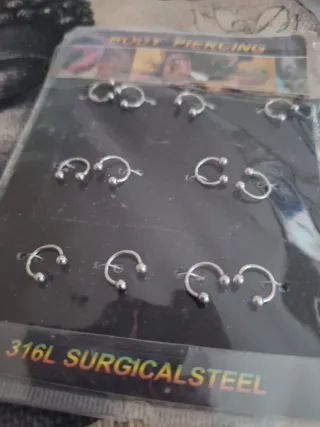 Pack 12 Anillas Piercing Acero Quirúrgico