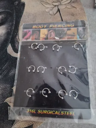 Pack 12 Anillas Piercing Acero Quirúrgico