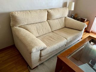 Sofá de tela beige 195x90cm