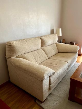 Sofá de tela beige 195x90cm