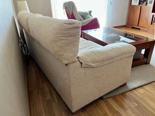 Sofá de tela beige 195x90cm