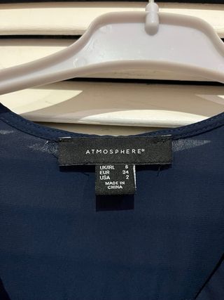 Blusa Camisa sin mangas azul volante Primark 34 xs