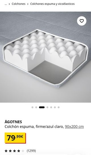 Colchón espuma ÅGOTNES 90x200 cm firme azul