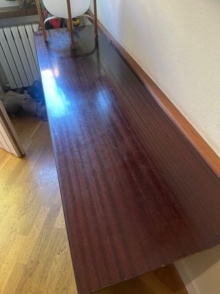 Aparador/Cómoda Vintage Retro Madera y Cuero negro