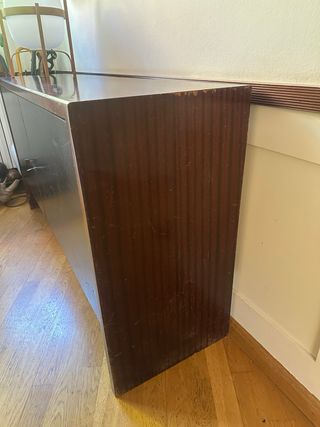 Aparador/Cómoda Vintage Retro Madera y Cuero negro