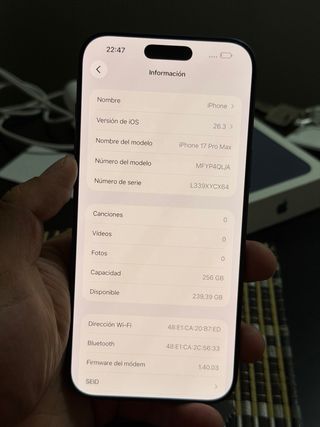 iPhone 17 Pro Max 256GB Azul