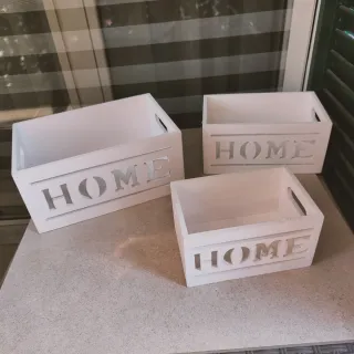 Set 3 Cassette Legno HOME