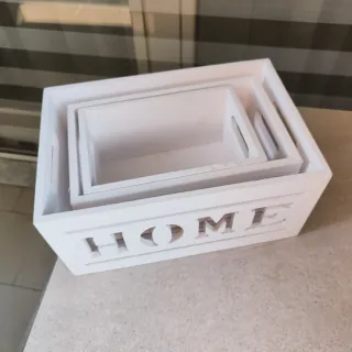 Set 3 Cassette Legno HOME