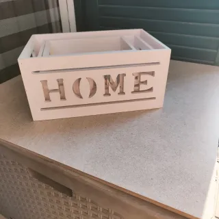 Set 3 Cassette Legno HOME