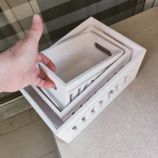 Set 3 Cassette Legno HOME