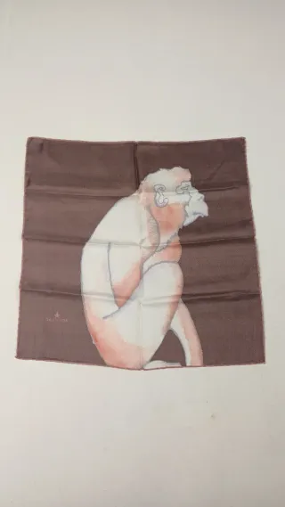 Foulard Roi du Lac scimmia marrone e rosa, seta