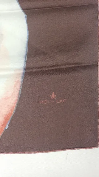 Foulard Roi du Lac scimmia marrone e rosa, seta