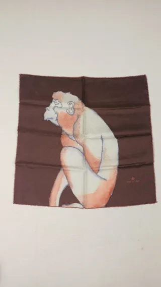 Foulard Roi du Lac scimmia marrone e rosa, seta