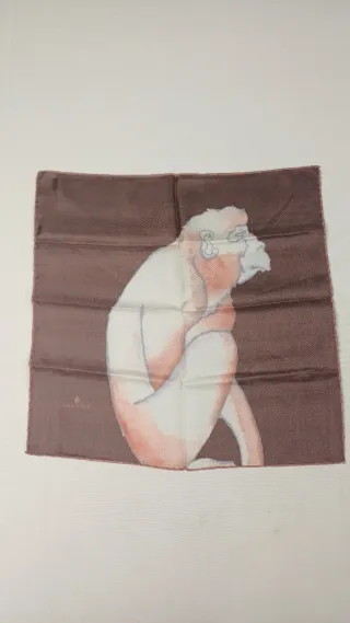 Foulard Roi du Lac scimmia marrone e rosa, seta