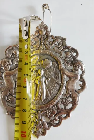 Medallón Ángel de la guarda de plata maciza