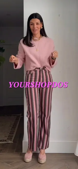 Pantalón Zara rayas marron y rosa T/42