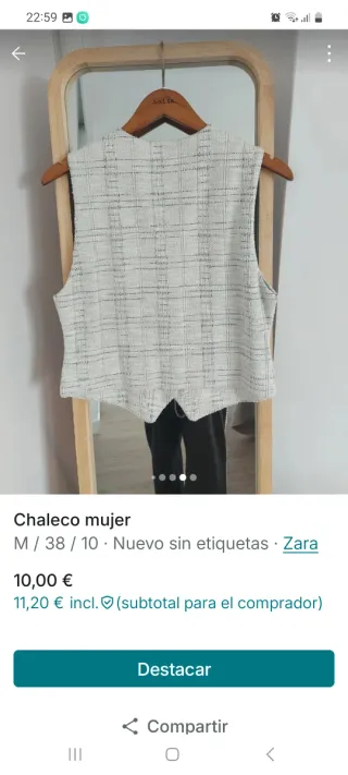 Chaleco Zara Mujer M/38/10
