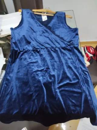 Vestido aterciopelado Azul sin mangas T.XXL