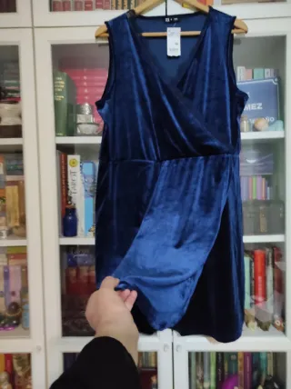 Vestido aterciopelado Azul sin mangas T.XXL