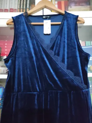 Vestido aterciopelado Azul sin mangas T.XXL