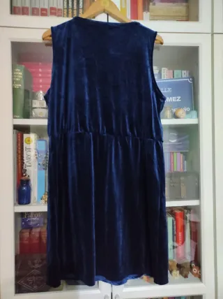 Vestido aterciopelado Azul sin mangas T.XXL
