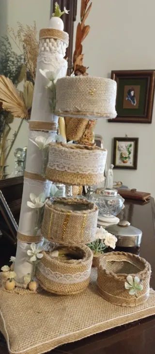 Joyero Organizador Escritorio Beige/Oro