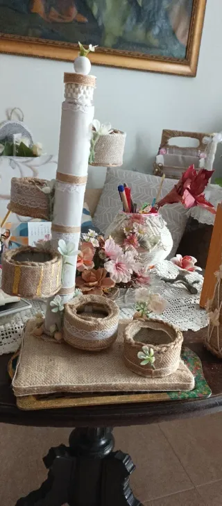 Joyero Organizador Escritorio Beige/Oro