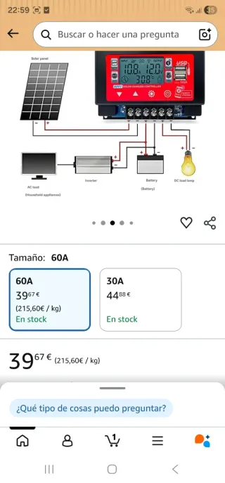 Controlador Carga Solar MPPT 60A