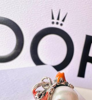 Pandora Charm Perla y Animal Naranja Rojo