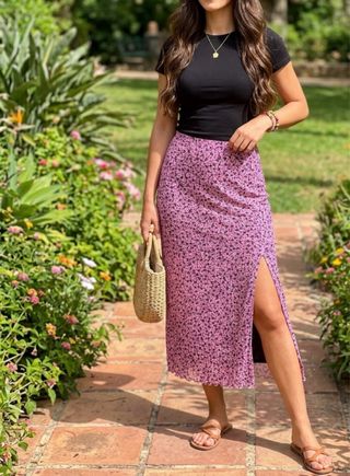 Falda midi tul rosa Y2K S