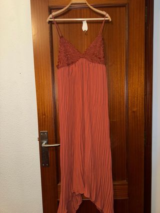 Vestido largo Zara rosa fiesta M
