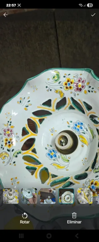 Lámpara techo cerámica Talavera multicolor