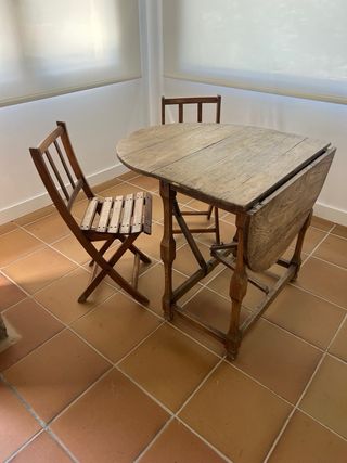 Conjunto Vintage Mesa Plegable y Sillas Plegables