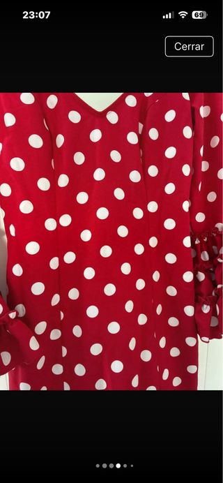 Traje de flamenca rojo lunares ligero no se arruga