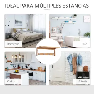 Estantería de bambú con ganchos