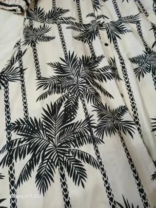 Vestido estampado palmeras manga corta