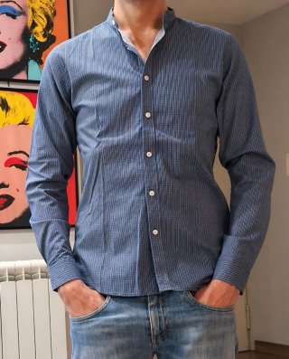 Camicia da uomo con collo alla coreana
