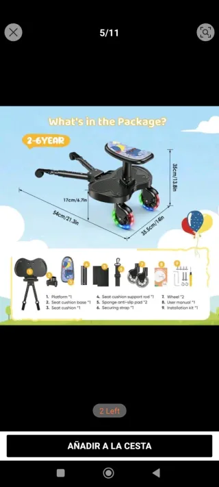 BUGGY BOARD LED, ASIENTO ADAPTADOR HERMANO MAYOR