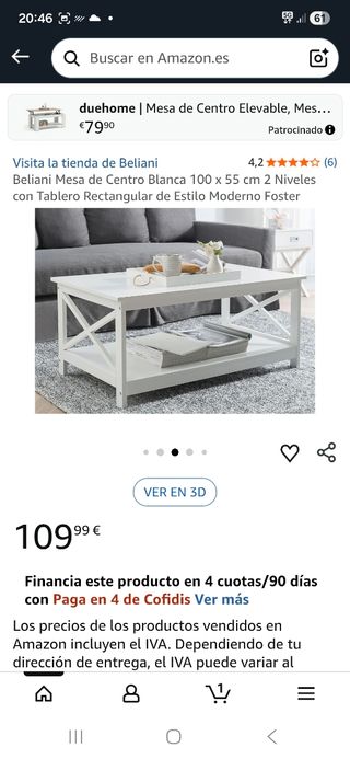 Mesa de centro elevable blanca