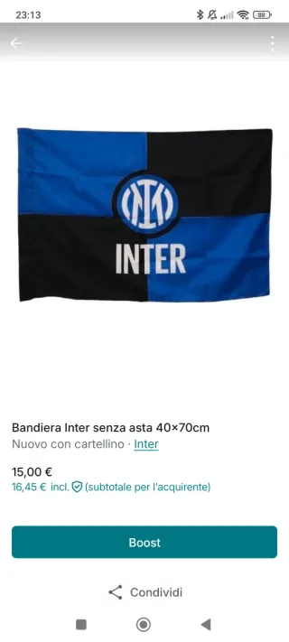 Bandiera Inter 40x70cm per festeggiare il doplete
