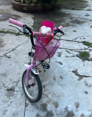 Bicicletta bambina rosa con cestino