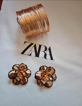 Pendientes y brazalete zara