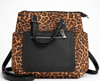 Bolso Mochila Animal Print Negro y Multicolor