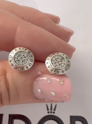 Pendientes Pandora Logo Plata Mujer
